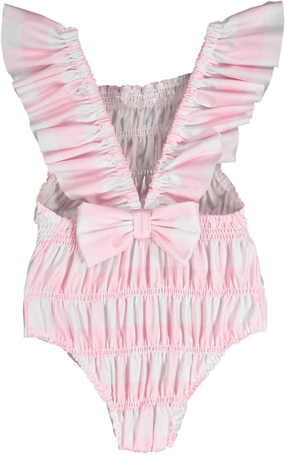 Sal & Pimenta Girls Swimsuit - Buffalo Check - Pink - Frilled