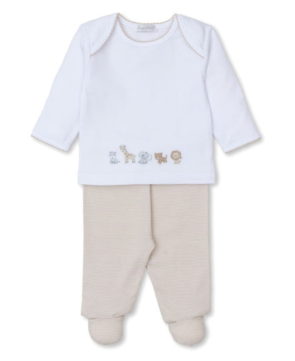 Kissy Kissy Baby Boys Tan Safari Squad Footed Pants Set