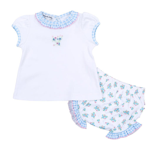 Magnolia Baby Girls Anna's Classics Blue Floral Ruffle Bloomers Set