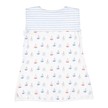 Sal & Pimenta Girls Dress - Day at Sea Boats Print - Sailor Collar