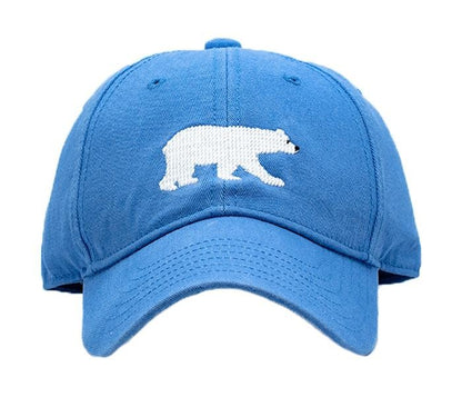 Harding Lane Kids Needlepoint Baseball Hat - Polar Bear on Light Blue