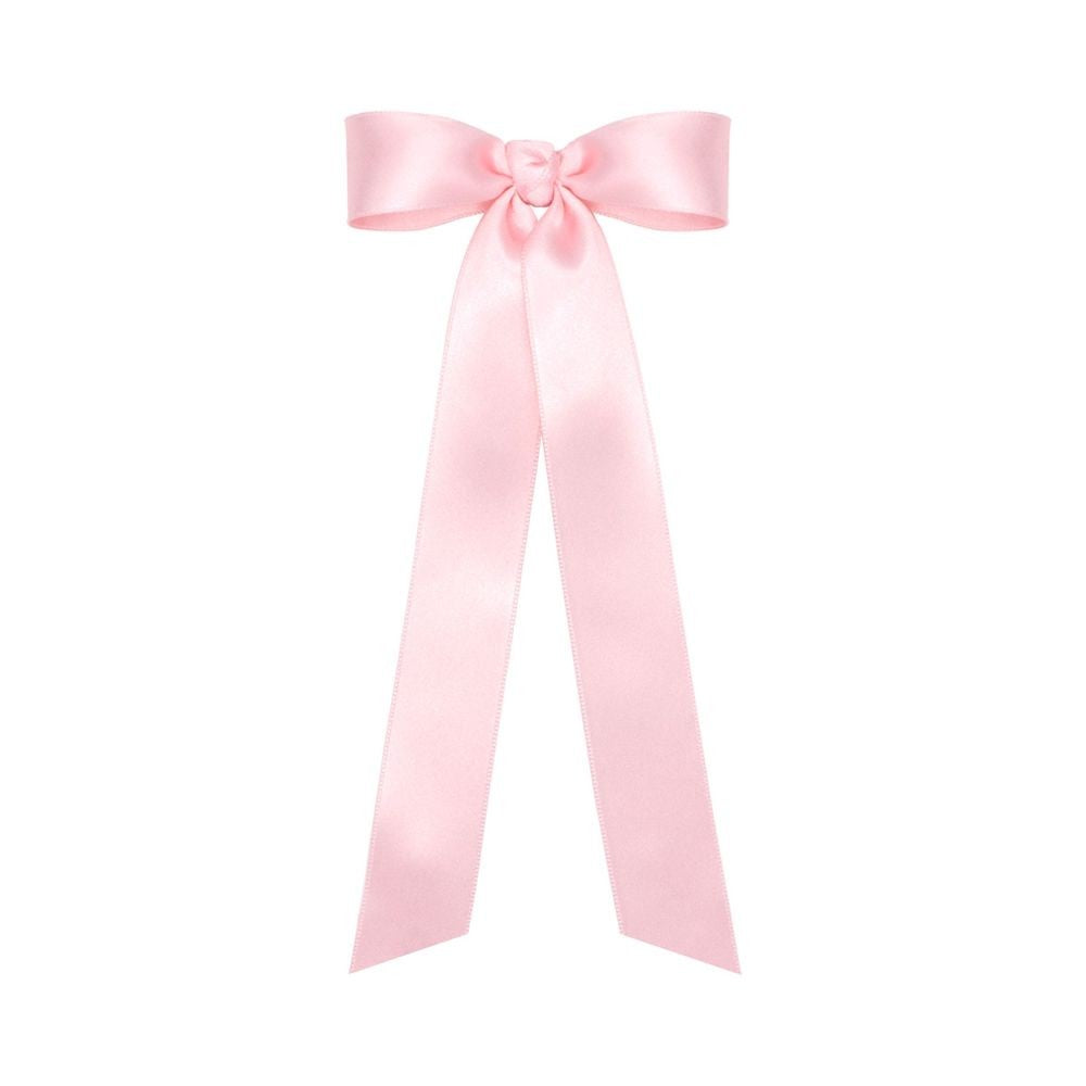 Wee Ones Girls French Satin Bow with Streamer Tails - Light Pink