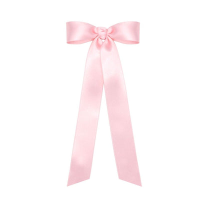 Wee Ones Girls French Satin Bow with Streamer Tails - Light Pink