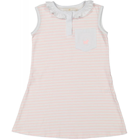 Sal & Pimenta Girls Sleeveless Knit Dress - Stripes - Light Pink