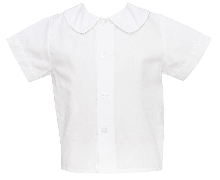 Petit Bebe Baby / Toddler Boys White Button Front Shirt with Collar - Short Sleeves