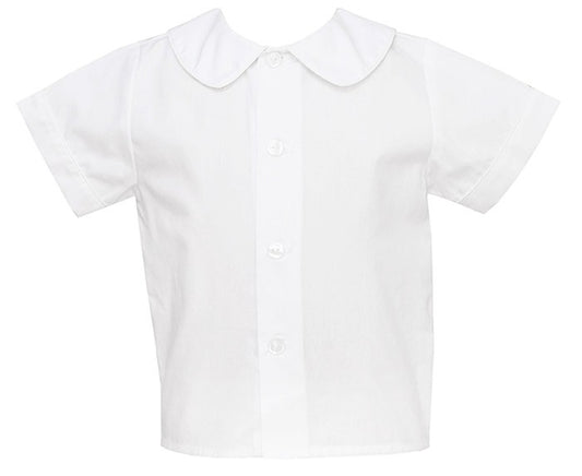 Petit Bebe Baby / Toddler Boys White Button Front Shirt with Collar - Short Sleeves