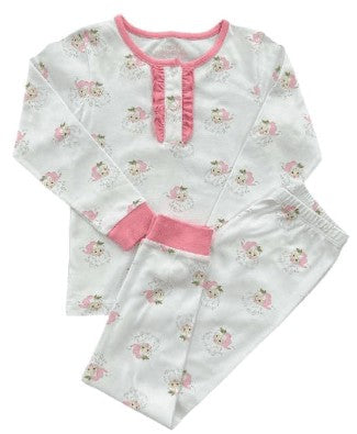 James & Lottie Girls Christmas Two Piece Pajamas Set - Pink Santa Claus
