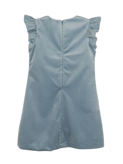 Luli & Me Maria Casero Girls Deluxe Velvet Holiday Party Shift Dress - French Blue