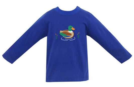 Claire & Charlie Boys Royal Blue Shirt - Applique Mallard Duck