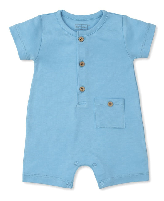Kissy Kissy Love Baby Boys Short Playsuit - Ocean Blue by Kissy Kissy