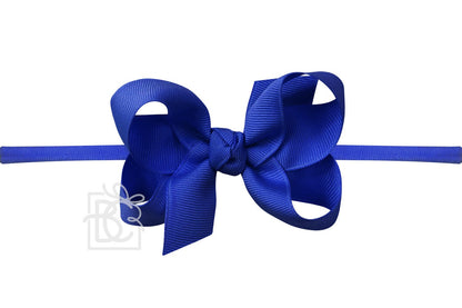 Beyond Creations Girls 1/4" Pantyhose Headband with Attached Bow - Grosgrain - Electric Royal Blue