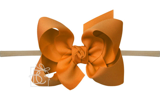 Beyond Creations Girls 1/4" Pantyhose Headband with Attached Bow - Grosgrain - Ginger by Beyond Creations