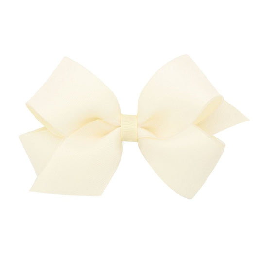 Wee Ones Girls Dressy Bow - Grosgrain & Organza Overlay - Off White Ivory