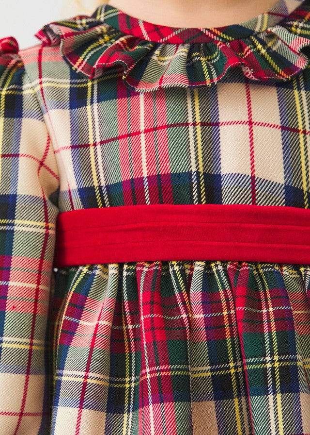 Abel & Lula Girls Dress - Red Holiday Tartan Plaid