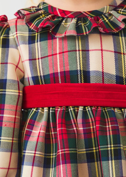 Abel & Lula Girls Dress - Red Holiday Tartan Plaid