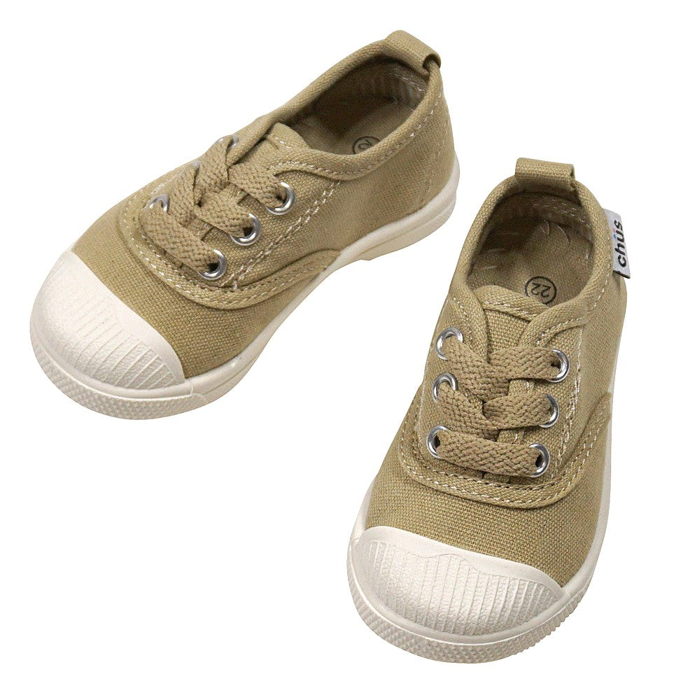 Chus Shoes - Girls / Boys Canvas Dylan Lace Up Shoe - Tan Khaki