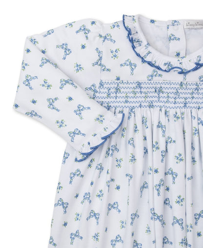 Kissy Kissy Toddler Girls Smocked Dress - Blue Blooming Bows