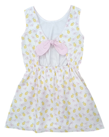 James & Lottie Girls Kristin Knot Dress - Yellow Lemon Squeeze the Day