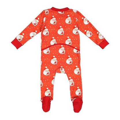 Sal & Pimenta Baby Boys Footie Christmas Pajamas - One Piece - Red Santa Glows