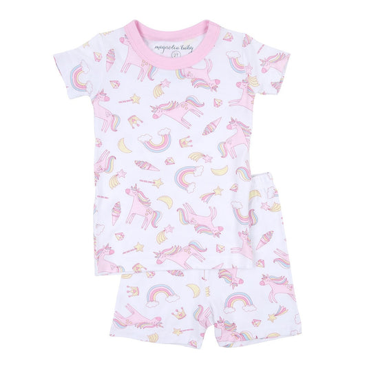 Magnolia Baby Little Girls Pink Believe in Magic Unicorn Pajamas - Short - Printed