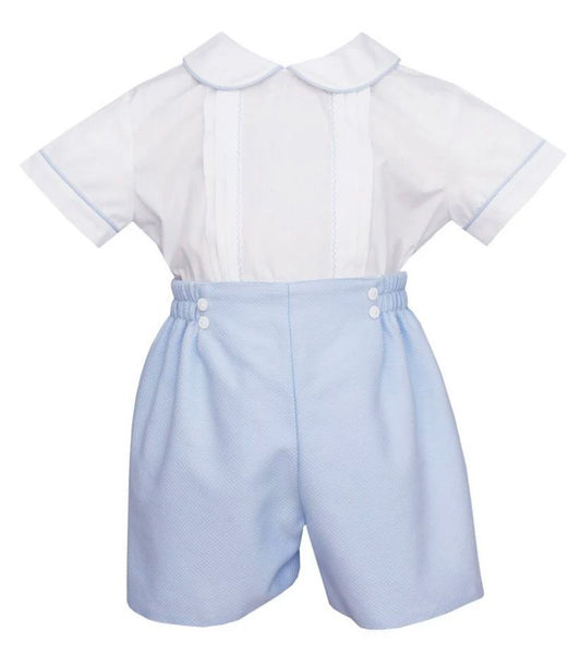 Anavini Baby / Toddler Boys Light Blue & White Shorts Set