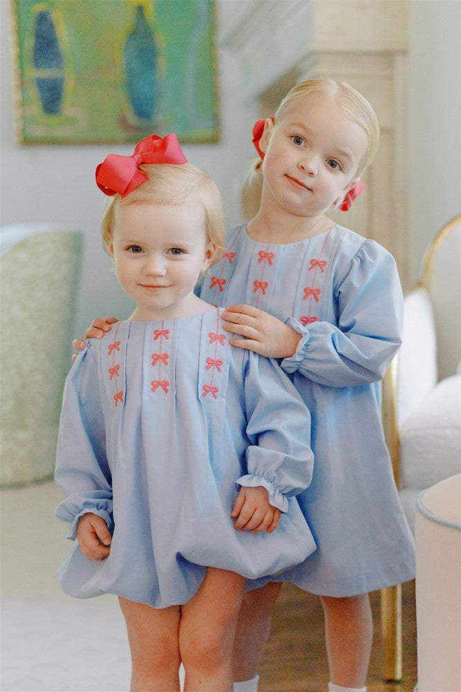 Proper Peony Girls Blue Betty Bow Dress