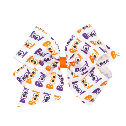 Wee Ones Girls Halloween Hair Bow - Purple & Orange BOO by Wee Ones