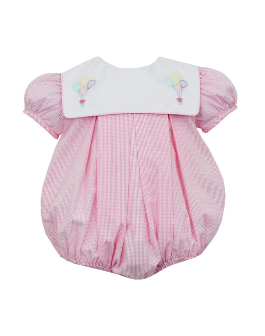 Anavini Baby Girls Pink Check Bubble - Embroidery Birthday Balloons