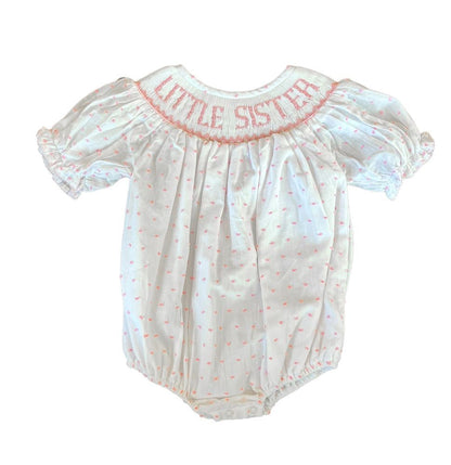 Shop Teeta Baby Girls Swiss Dot Smocked Little Sister Bubble - Pink