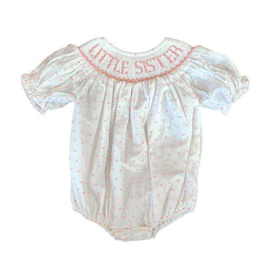 Shop Teeta Baby Girls Swiss Dot Smocked Little Sister Bubble - Pink