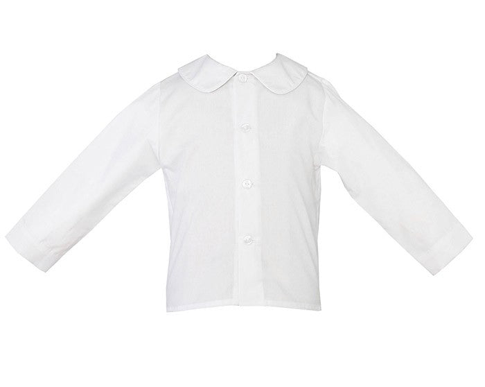 Petit Bebe Baby / Toddler Boys White Peter Pan Collar Shirt - Button Front - Long Sleeves