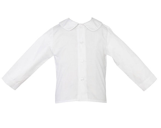 Petit Bebe Baby / Toddler Boys White Peter Pan Collar Shirt - Button Front - Long Sleeves