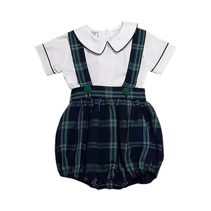 Marco & Lizzy Baby Boys Blue / Green Blackwatch Plaid Bubble Set