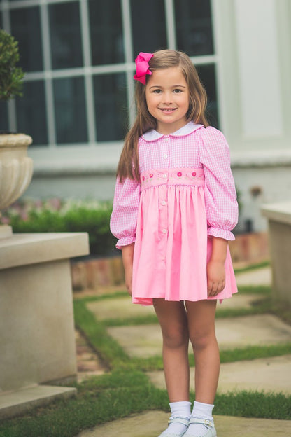 Proper Peony Girls Dress - Pink Gingham Tallulah with Sash