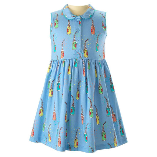 Rachel Riley Girls Blue Sleeveless Knit Dress - Soda Pop Print