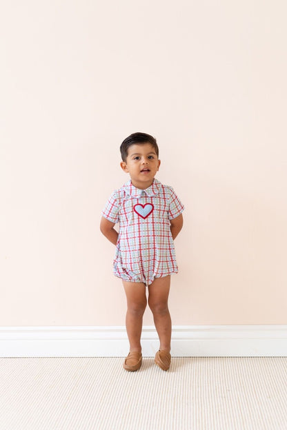 La Boutique by Dondolo Baby Boys Bubble - Blue Valentine Heart Romeo