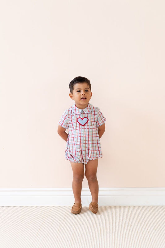 La Boutique by Dondolo Baby Boys Bubble - Blue Valentine Heart Romeo