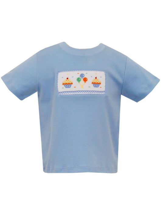 Anavini Velani Baby Boys Blue Shirt - Smocked Birthday by Anavini