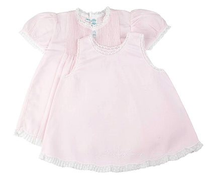 Feltman Brothers 6564 Newborn Baby Girls Slip Dress with Lace - Pink
