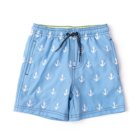 Shade Critters Boys H2O Appearing Swim Trunks - Blue Anchors