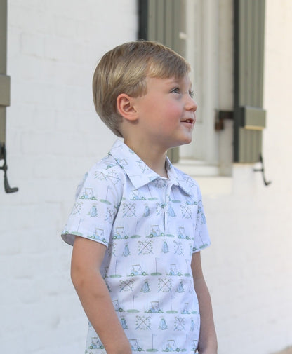 Trotter Street Kids Boys Blue Golf Hole in One Polo Shirt