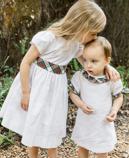 Bailey Boys Girls Winter White Corduroy Christmas A-Line Dress - Evergreen Plaid Trim Best Dressed Child Bailey Boys Girls Winter White Corduroy Christmas A-Line Dress - Evergreen Plaid Trim Best Dressed Child
