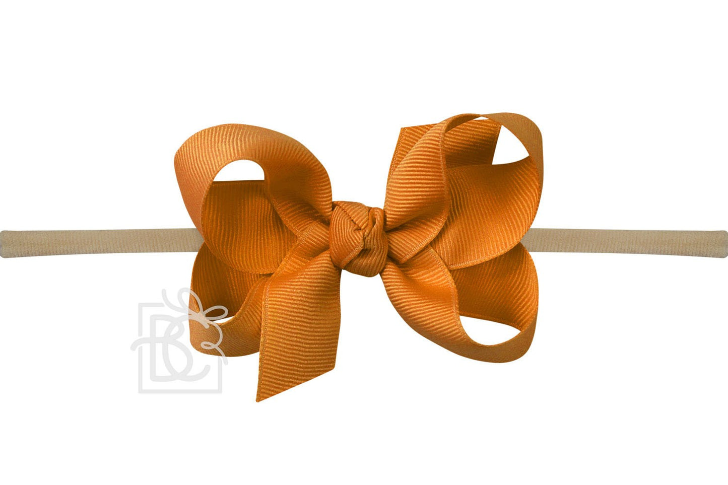 Beyond Creations Girls 1/4" Pantyhose Headband with Attached Bow - Grosgrain - Ginger
