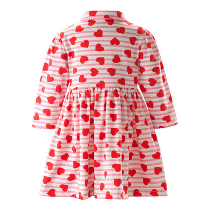 Rachel Riley London Infant Girls Stripe Heart Jersey Valentines Dress