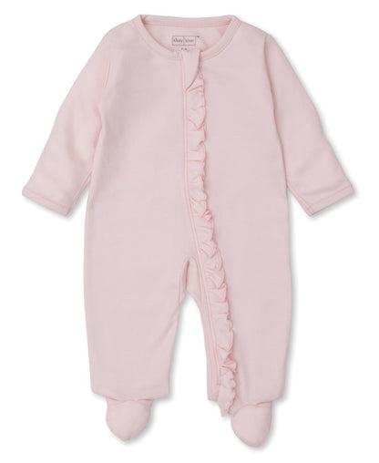 Kissy Kissy Love Baby Girls Pink Ruffle Footie with Zipper