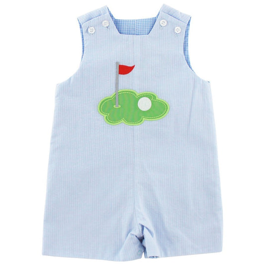 Bailey Boys Reversible Jon Jon - Blue Hole in One Golf Reverses to Gingham Lawn Mower