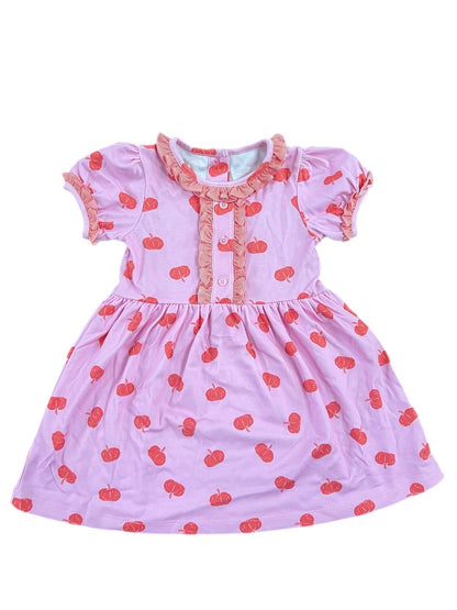 James & Lottie Girls Annie Knit Dress - Pink Pumpkin Print