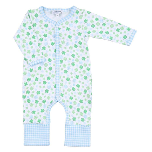 Magnolia Baby Boys Blue & Green Shamrock Cutie St. Patrick's Day Playsuit