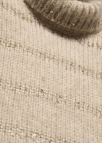 Abel & Lula Girls Gold Sequins Striped Sweater