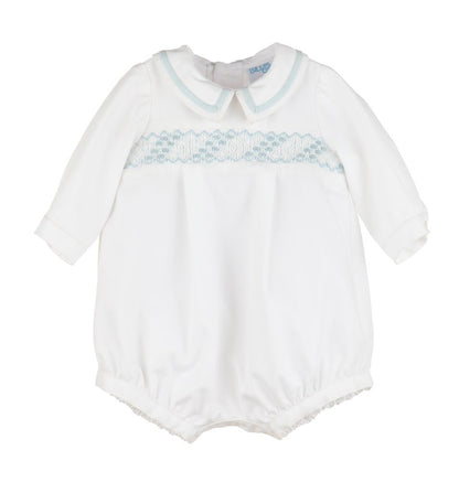 Luli & Me Baby Boys Classic Smocked Bubble - Long Sleeves - White